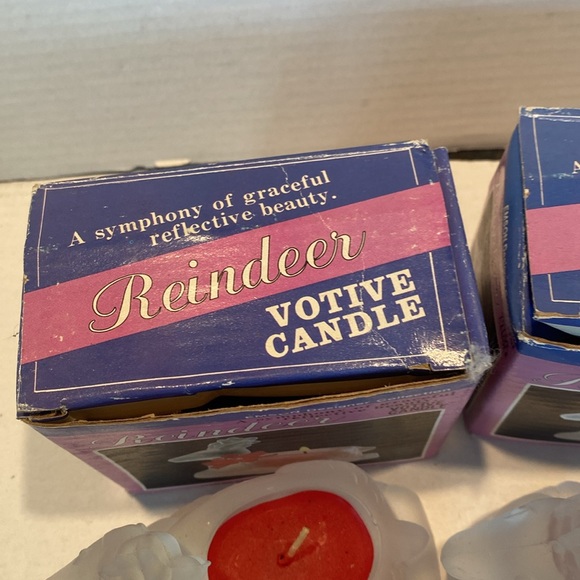 NIB Set of two Glass Reindeer Votive Candles - Picture 3 of 7